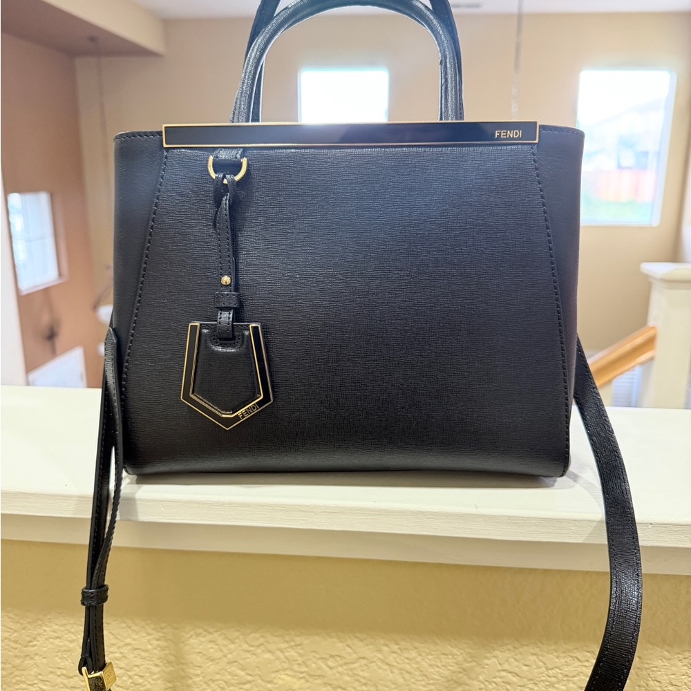 Fendi Black Satchel with Gold Accents